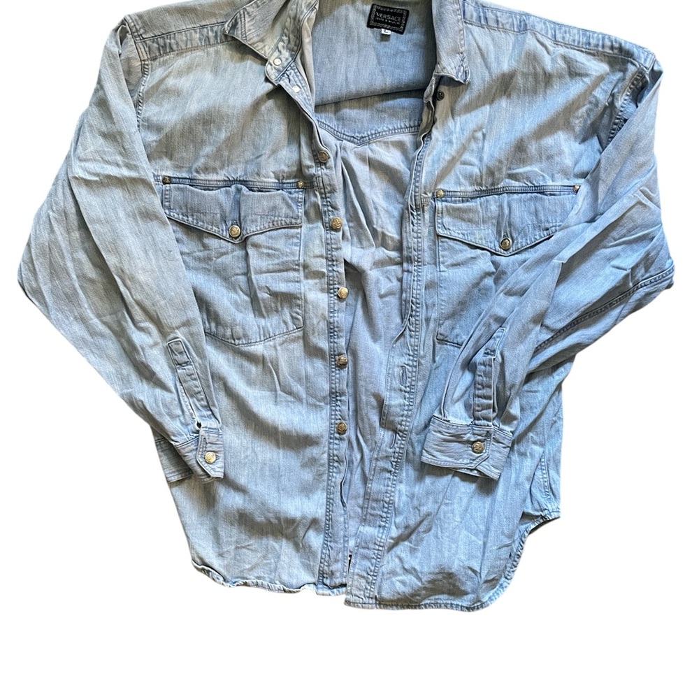Authentic 90s vintage Versace Light Blue Casual Button Down Shirt